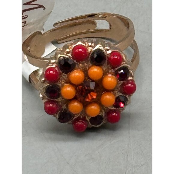 Mariana ring orange red crystals one size round R-7217 1202 READ NEW - Picture 6 of 8